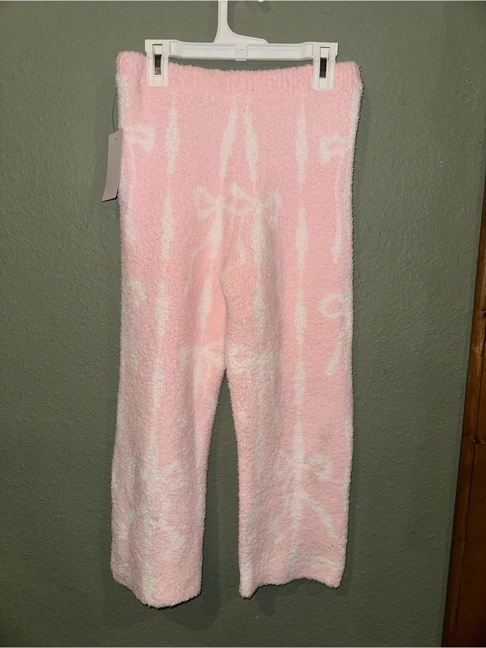 MAD Engine Pink Plush Bow-Print Pajama Pants